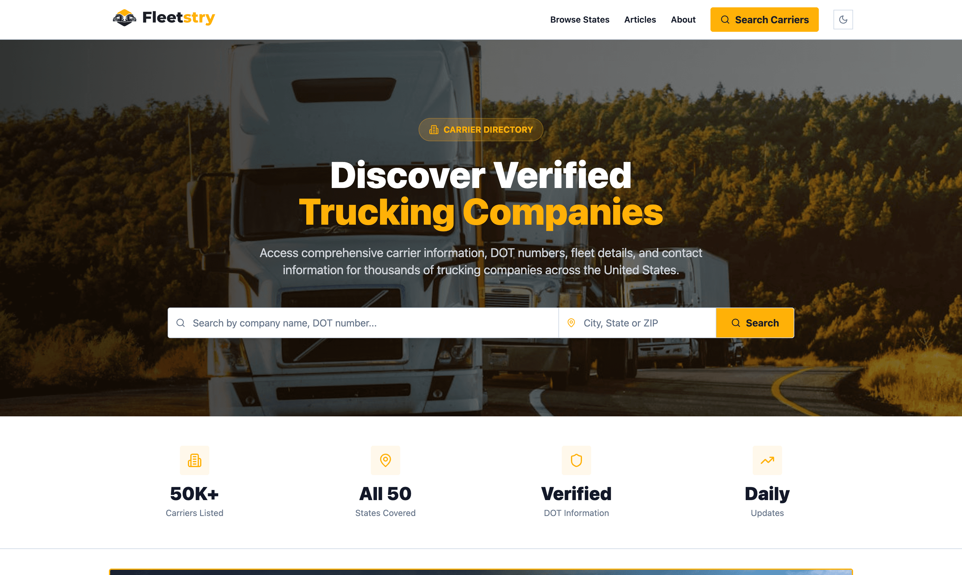 Directorio de Fleetstry Página principal del directorio de Fleetstry con búsqueda de empresas de transporte verificadas